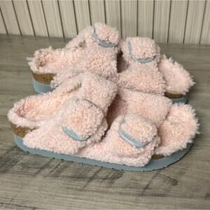 Birkenstock Papillio Arizona Big Buckle Teddy Sandals Crystal Rose Size 7-7.5